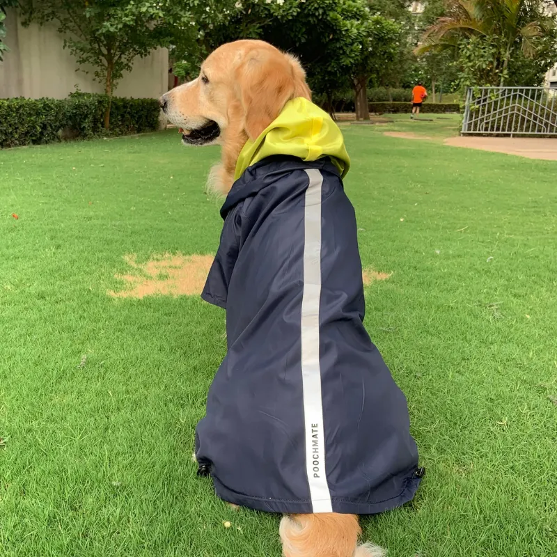 PoochMate Two Toned Rain Coat - Navy & Yellow