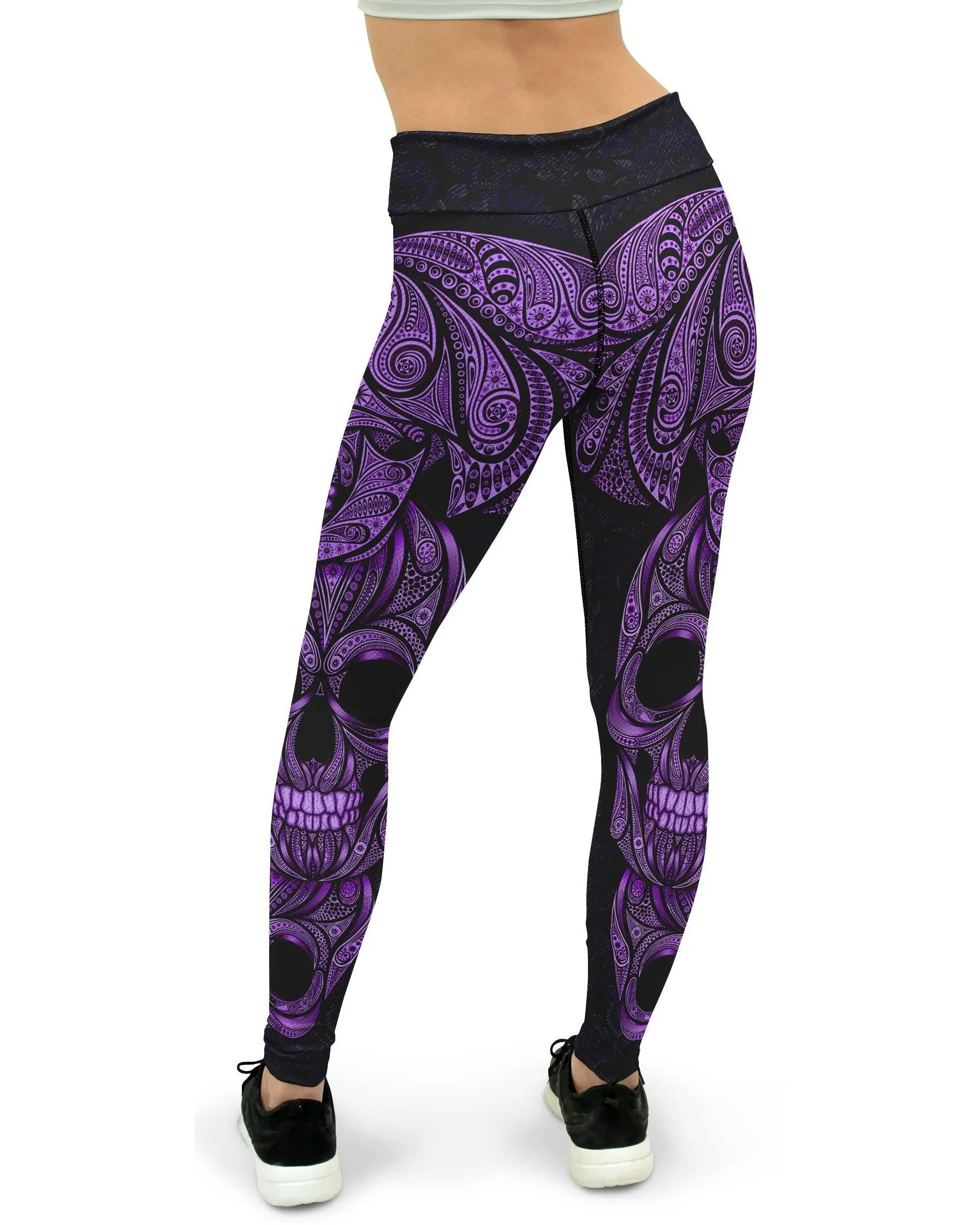 Purple Ornamental Skull Yoga Pants