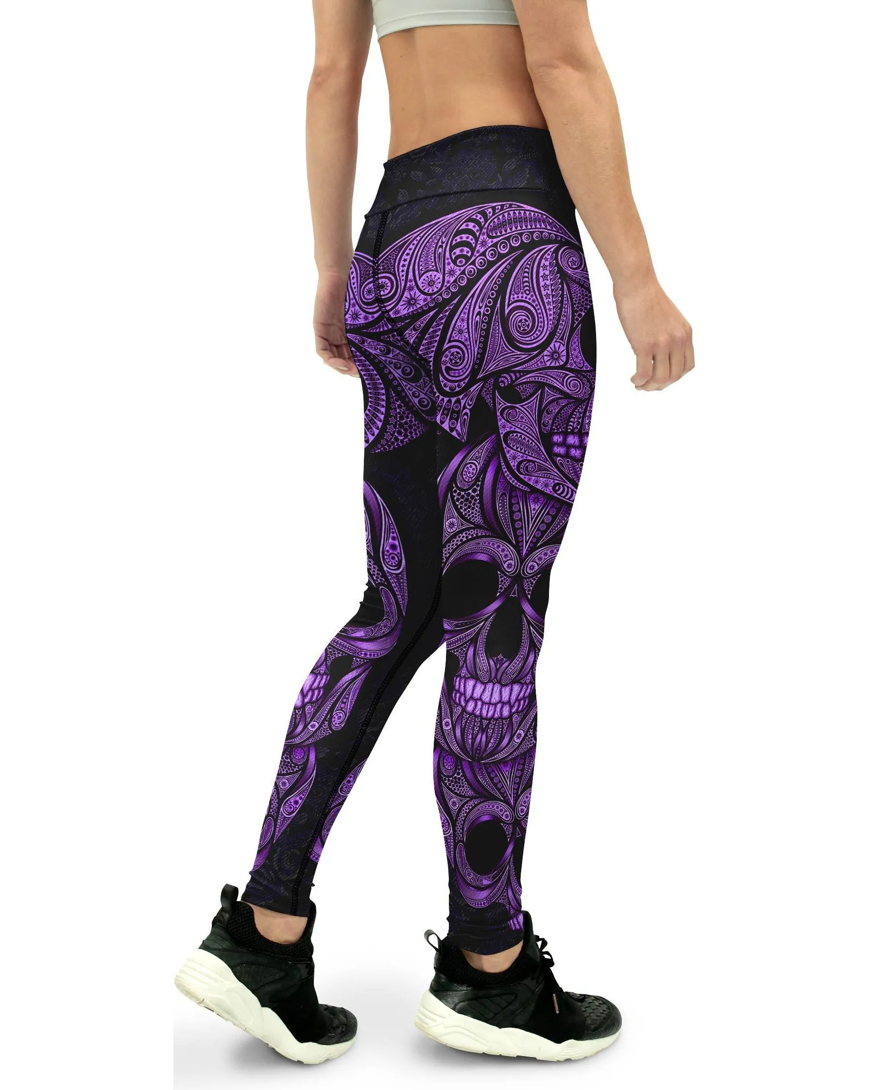 Purple Ornamental Skull Yoga Pants