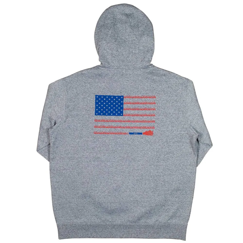 "Liberty Roper" Grey w/Red & Blue Flag Hoody