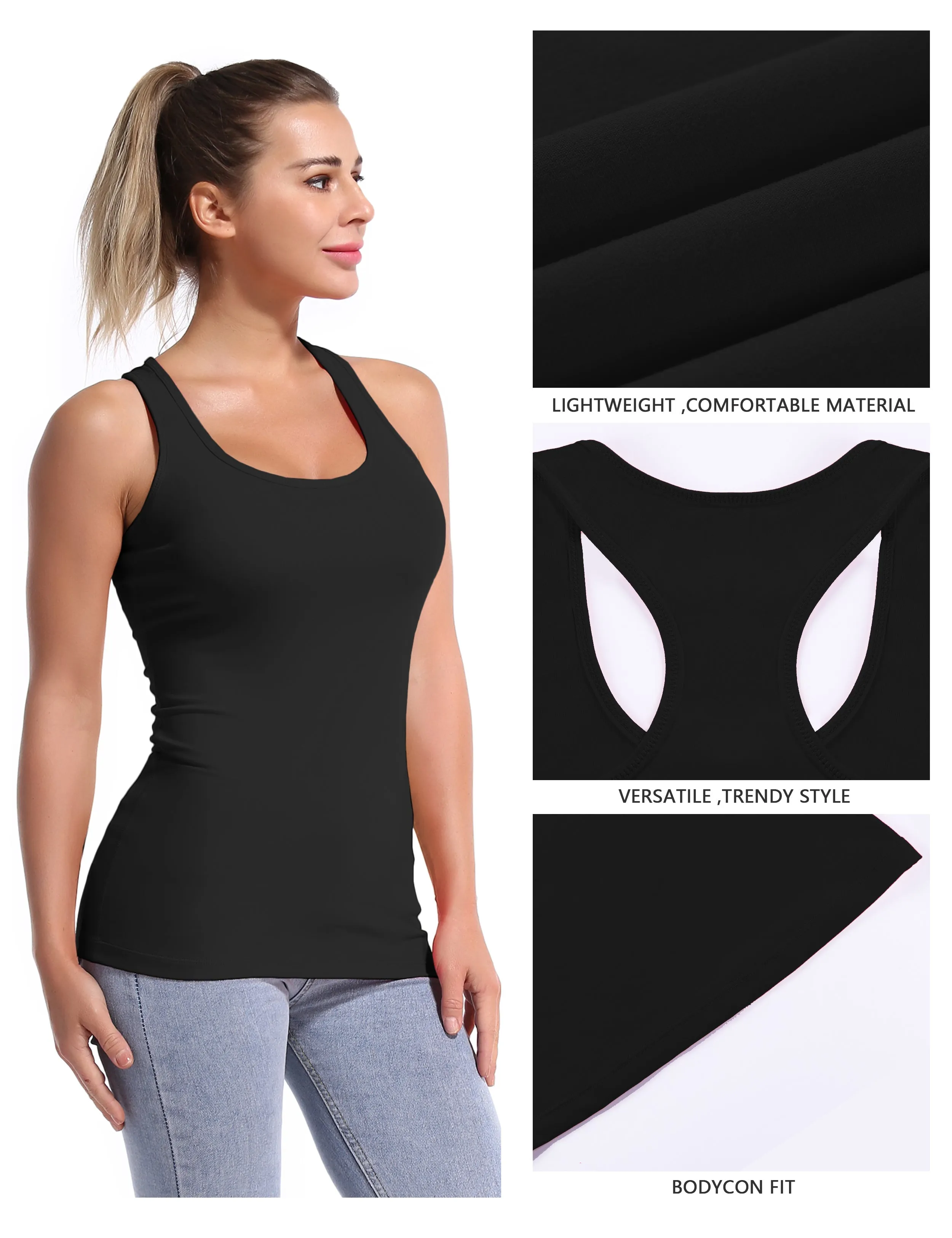 Racerback Athletic Tank Tops black_Pilates