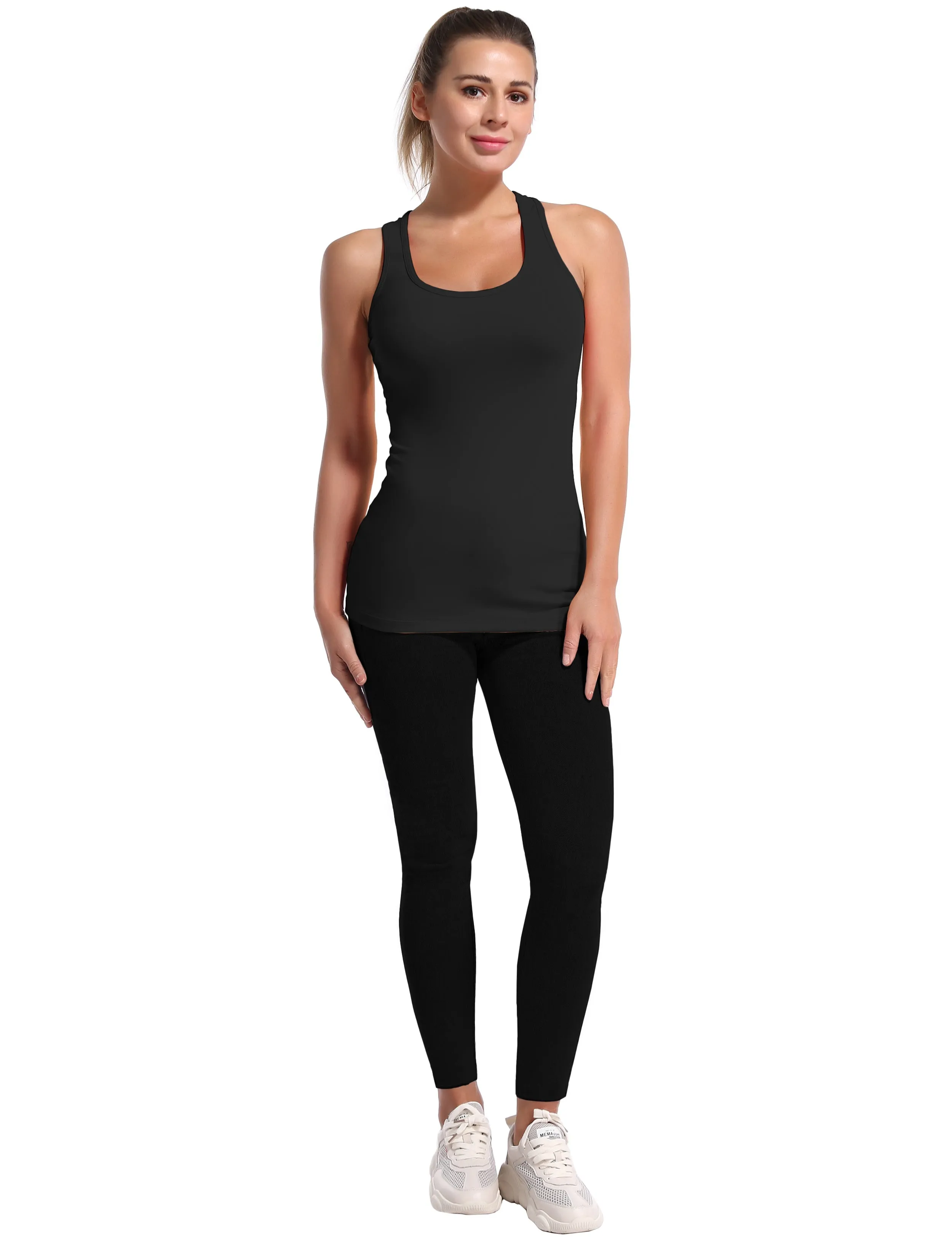 Racerback Athletic Tank Tops black_Pilates