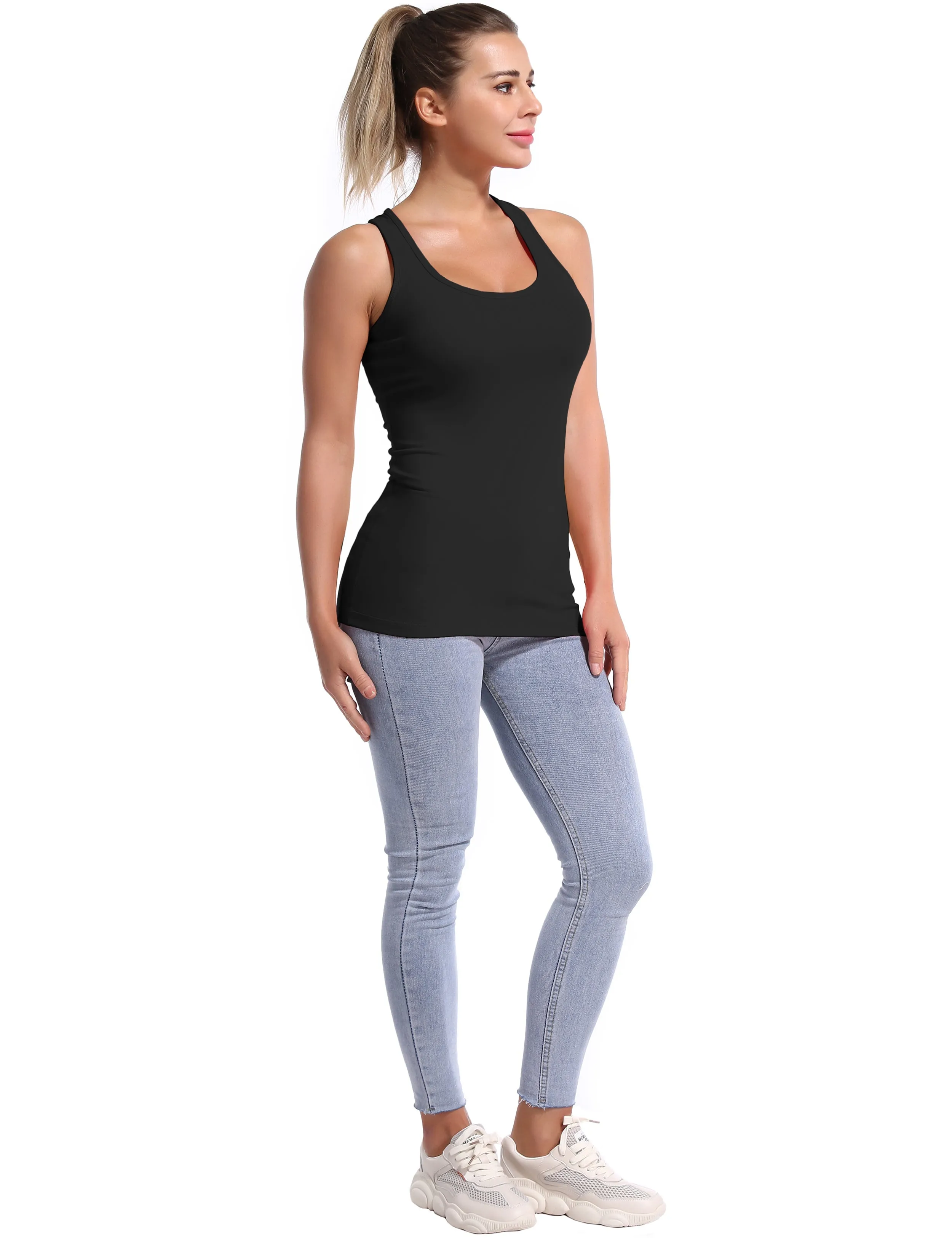 Racerback Athletic Tank Tops black_Pilates