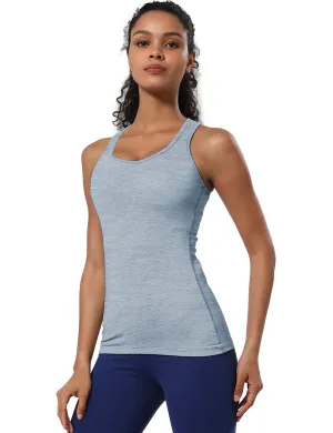 Racerback Athletic Tank Tops heatherblue_Pilates