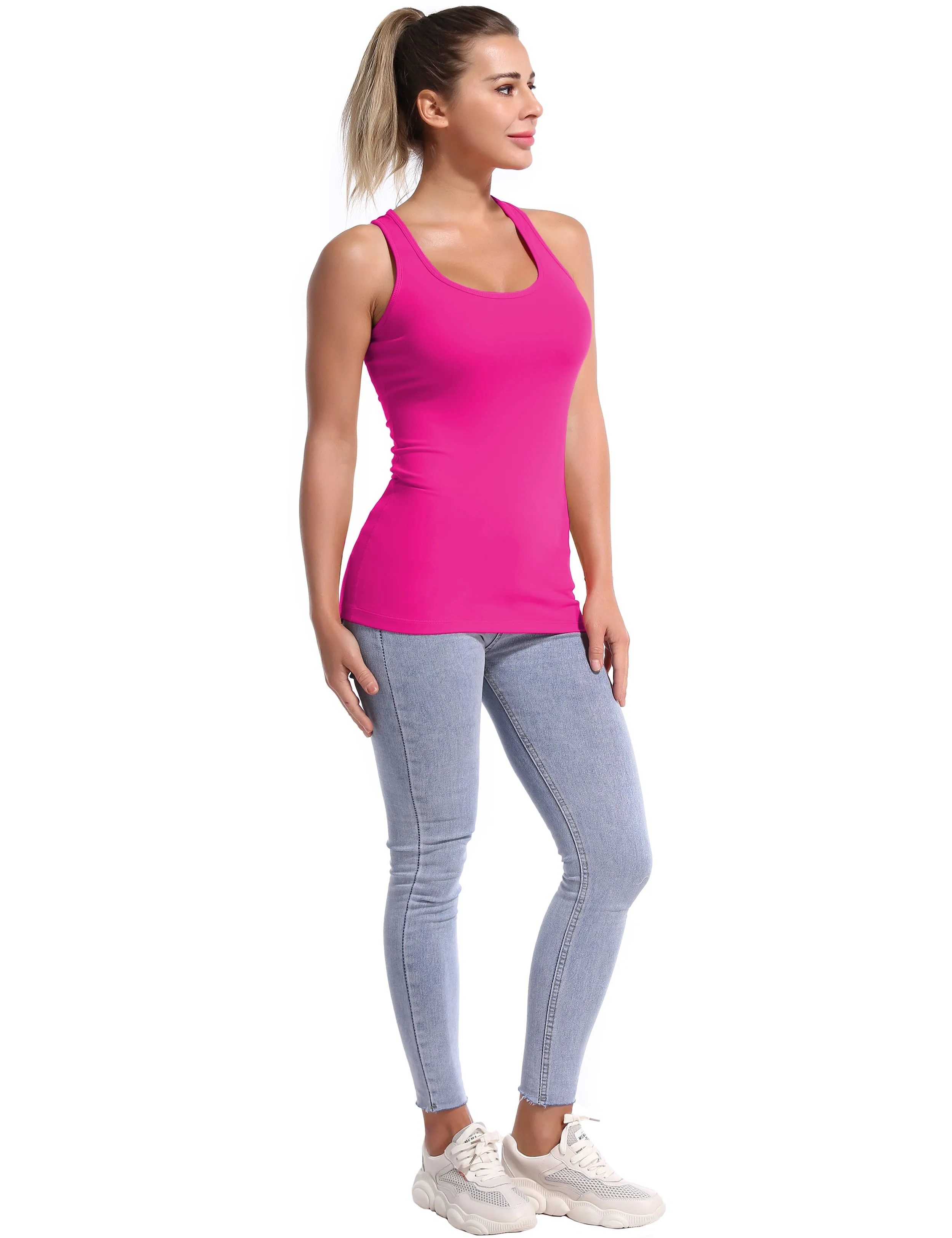 Racerback Athletic Tank Tops magenta_Jogging