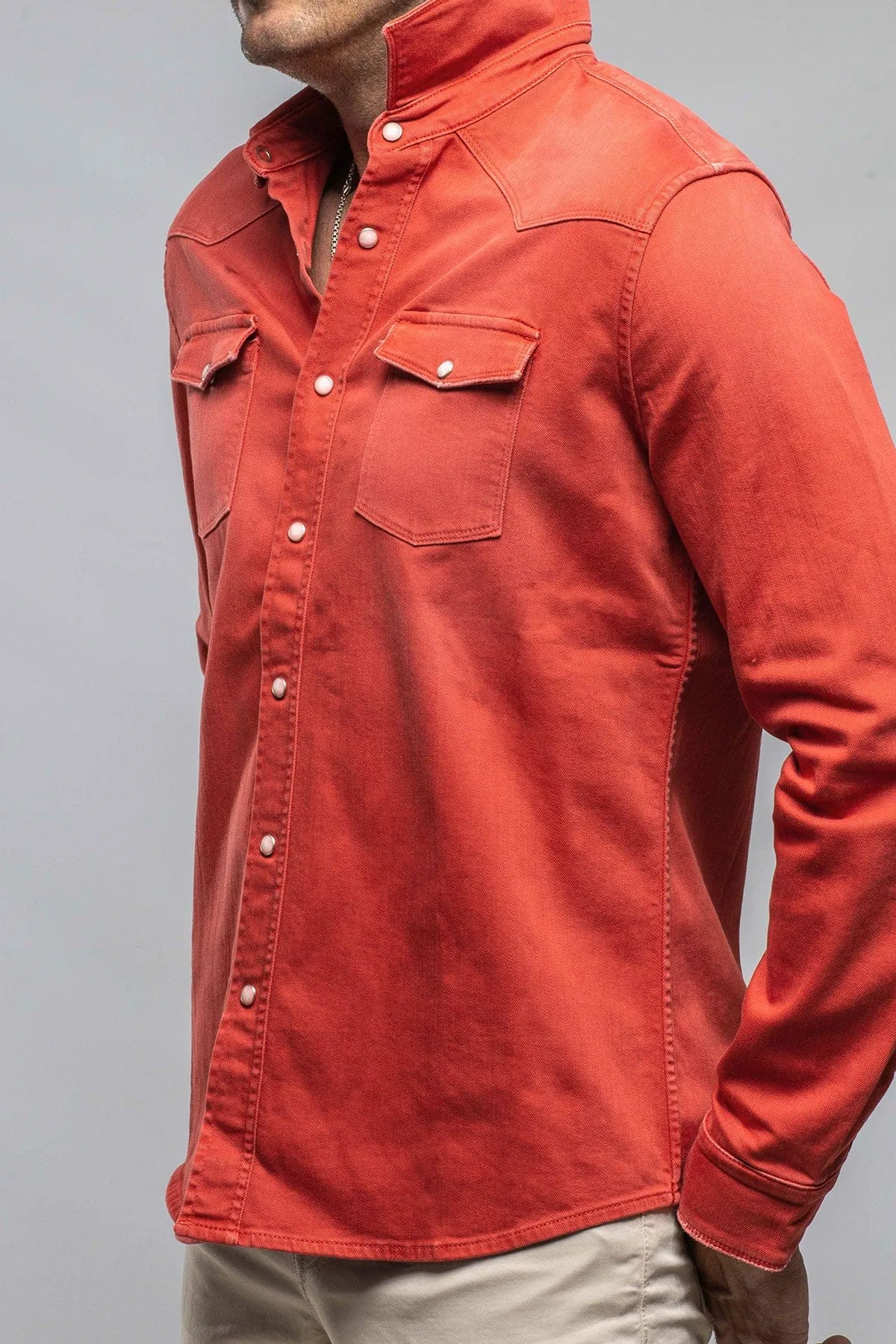 Ranger Colored Denim Snap Shirt In Corallo