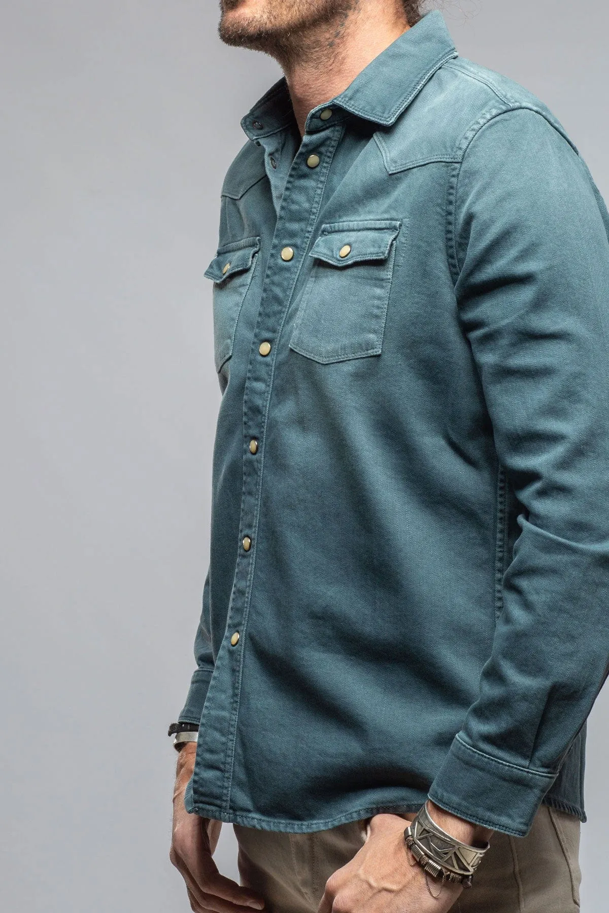 Ranger Colored Denim Snap Shirt In Ottanio