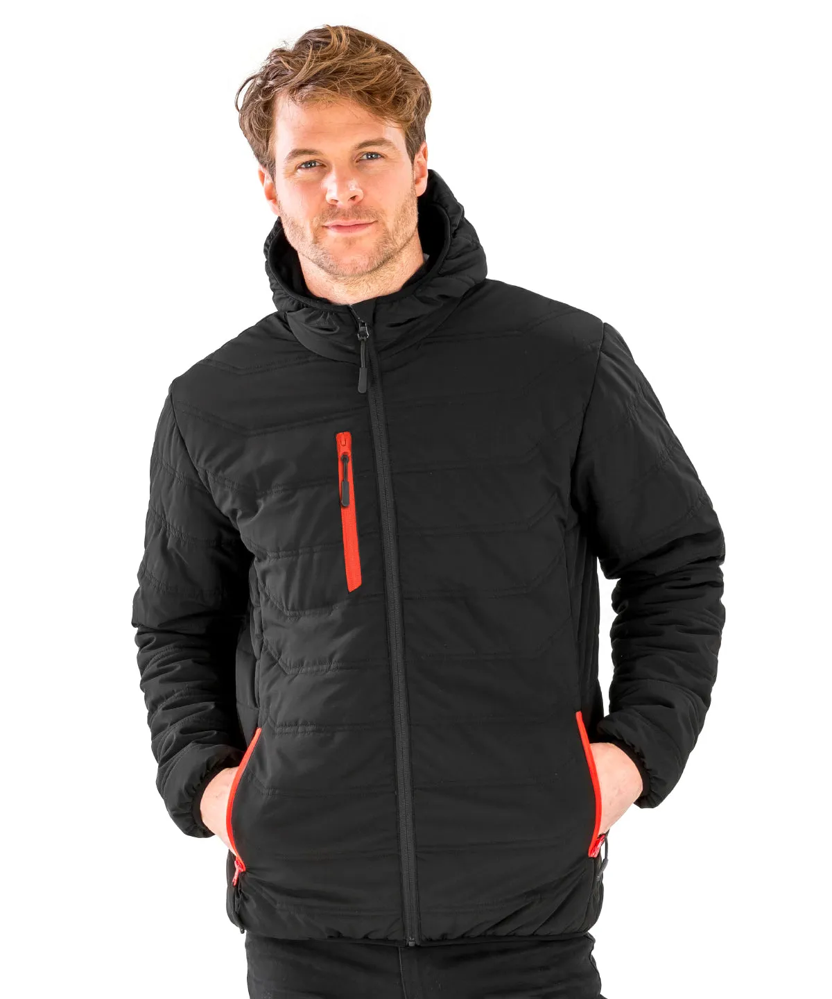 Recycled compass padded winter jacket | Black/Red