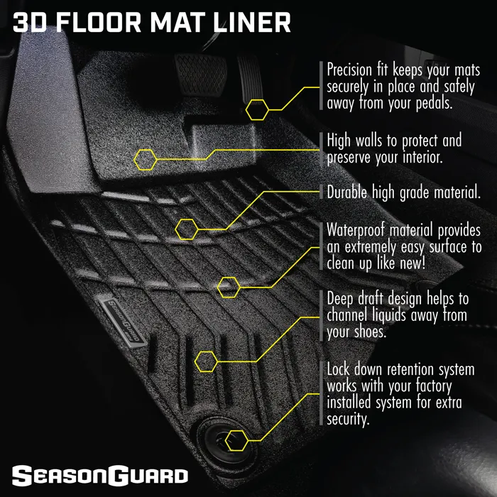 Season Guard Floor Mat Liner, Chevrolet Silverado 1500 Crew Cab 2019-2020  Front and Rear Seat 3pc