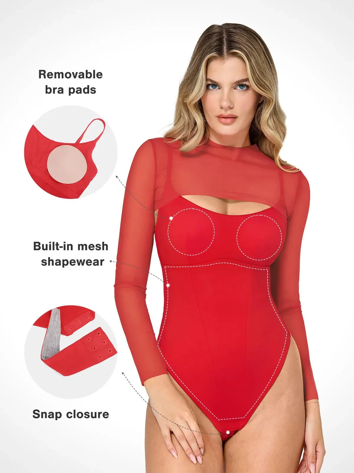 Shapewear Long Sleeve Mesh Shrug Sculpting Bodysuit Set