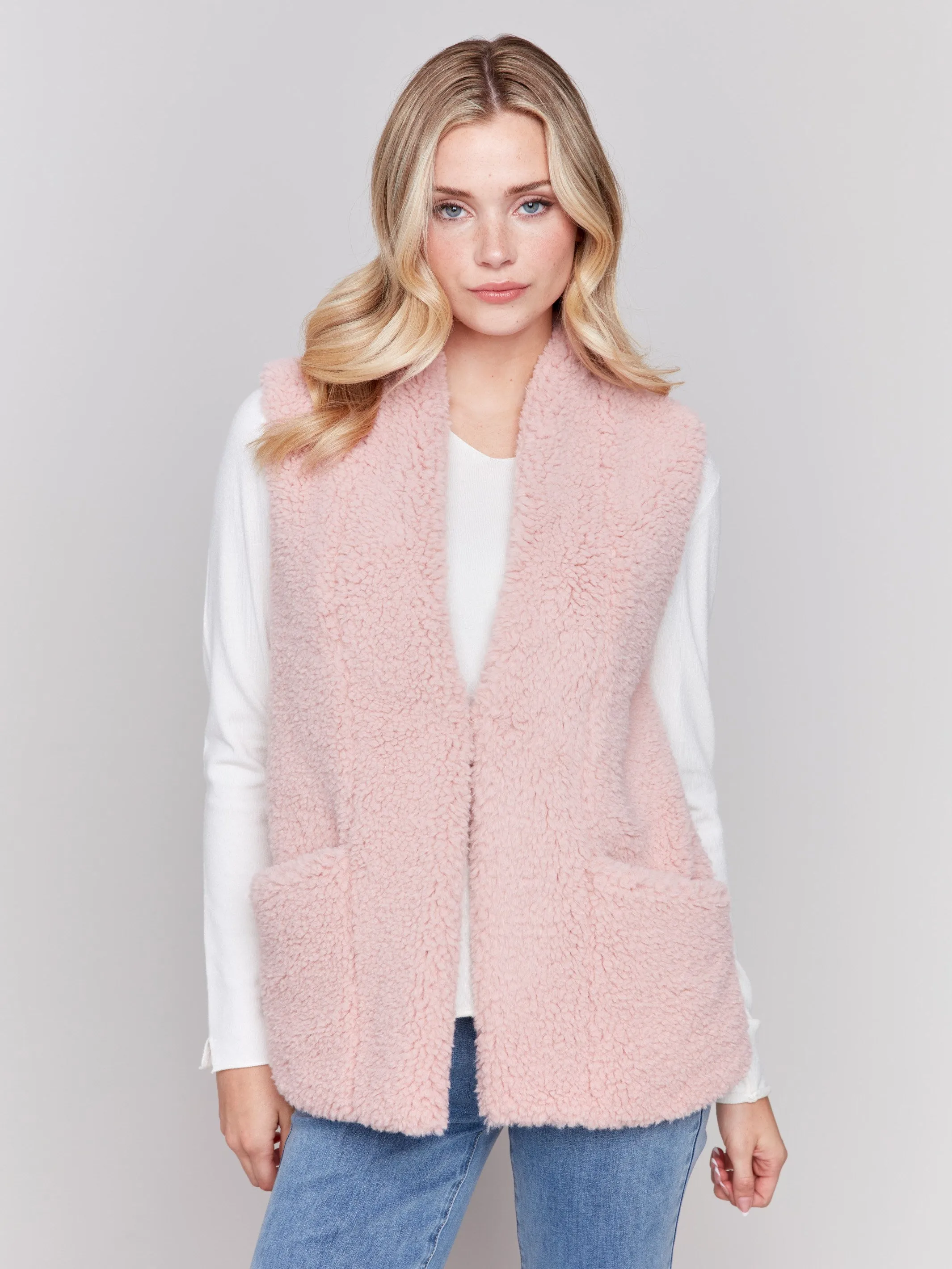 Short Faux Fur Vest - Quartz