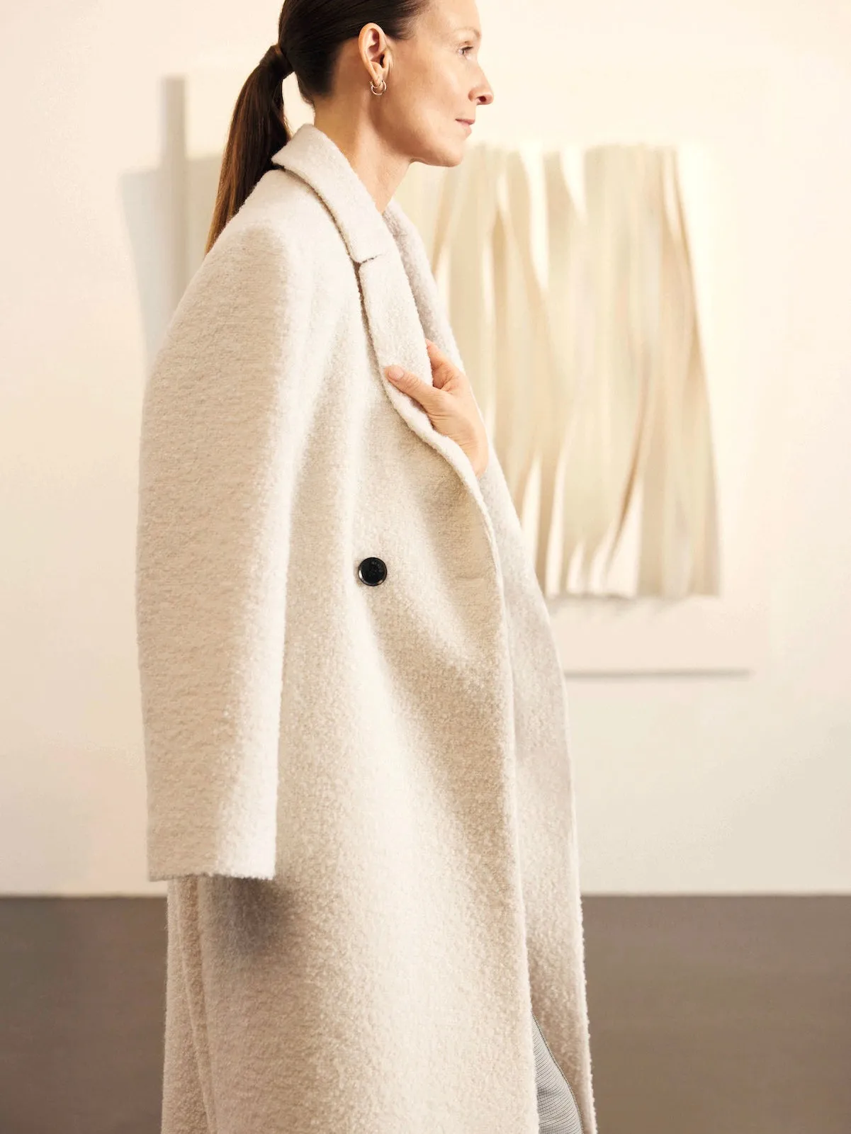 Wool Coat with a Bouclé Finish