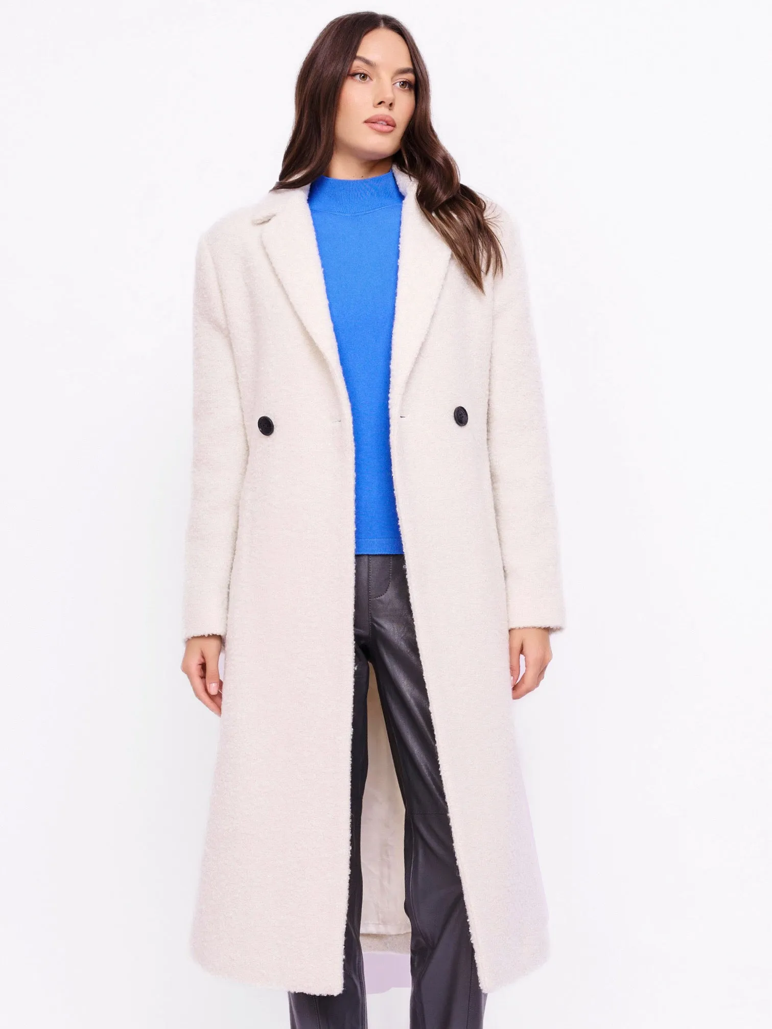 Wool Coat with a Bouclé Finish