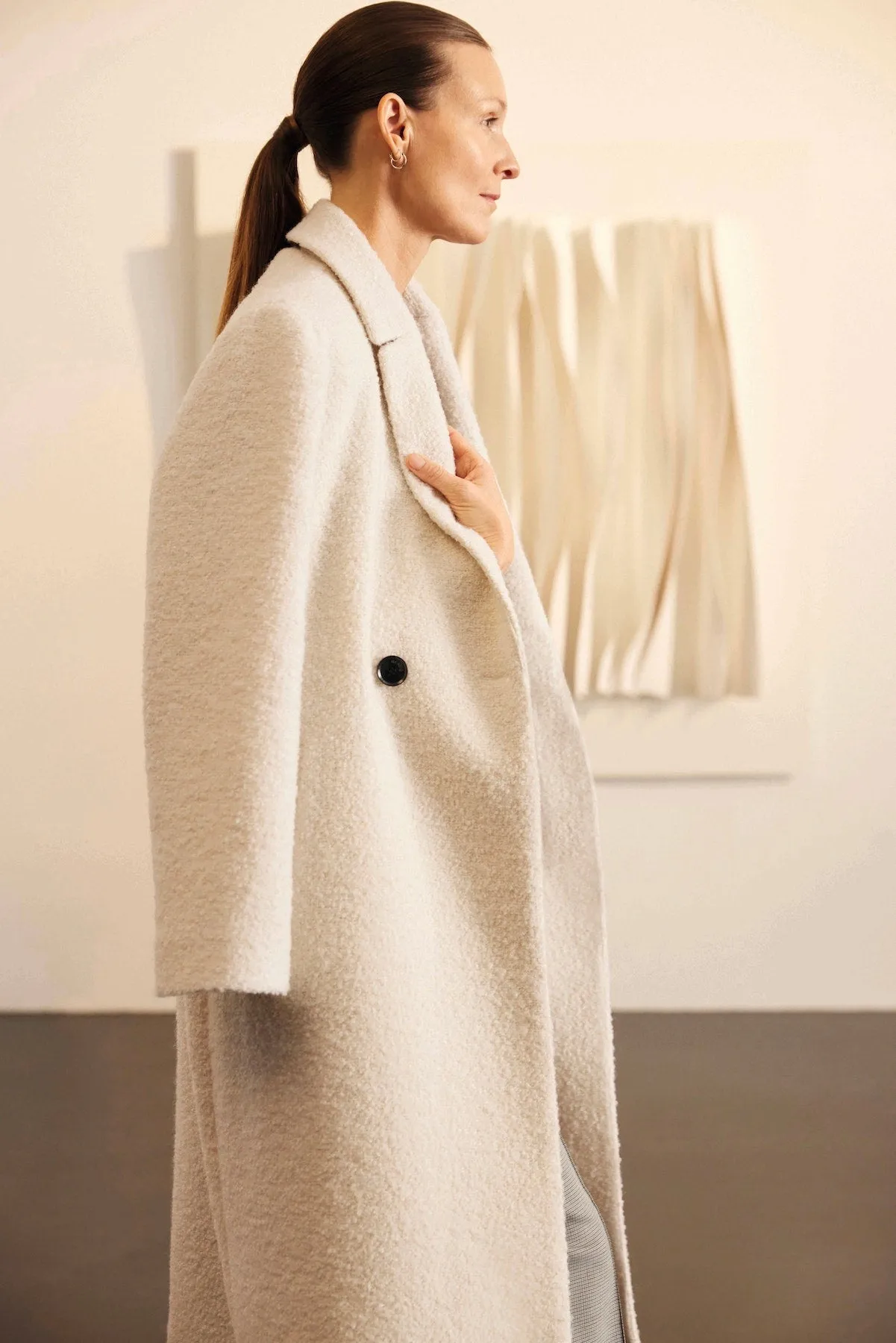 Wool Coat with a Bouclé Finish