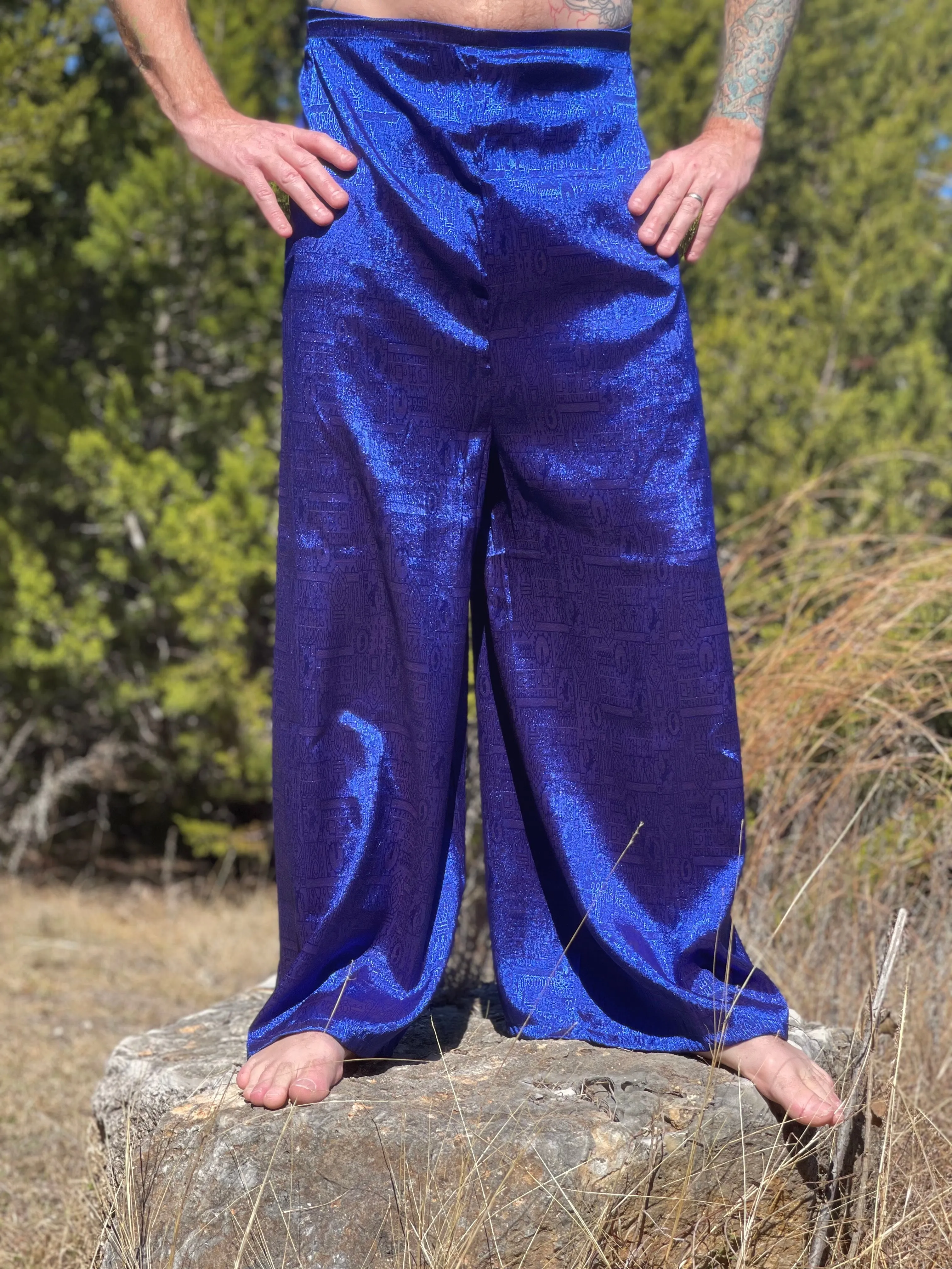 'Wrap Pants' Silk Blue